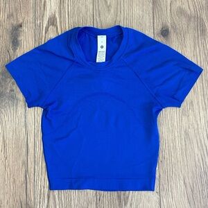 Lululemon Swiftly Tech Cropped Short Sleeve Shirt Size 0 In Galactic Cobalt